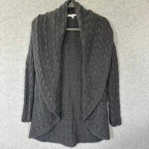 CAbi Circle Sweater Size XS Charcoal Gray Open Knit Cardigan #720 Gossip Girl